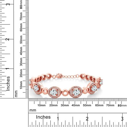 سوار تنس من جيم ستون كينج مطلي بالذهب الوردي عيار 18 قيراط فضي مورجانيت للنساء (5.82 قيراط، بيضاوي 7 × 5 مم، 7 بوصات مع موسع 1 بوصة) in Kuwait