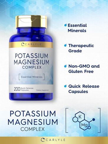 Potassium Magnesium Supplement | 250 Count | Non-GMO & Gluten Free Complex | by Carlyle in Saudi Arabia