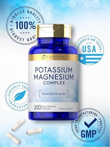 Potassium Magnesium Supplement | 250 Count | Non-GMO & Gluten Free Complex | by Carlyle in Saudi Arabia
