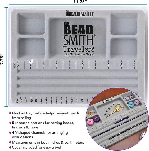 The BeadSmith Travel Bead Design in Beading Board and Gray Flock with Lid, 7.75 by 11.25-Inch in Saudi Arabia