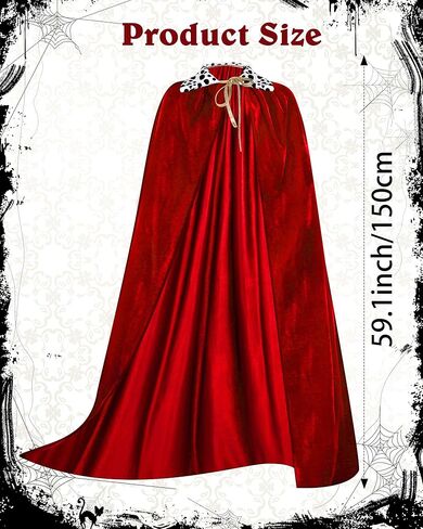 Cindeer 3 Pieces Men King Cape Costume Set Medieval King Robe Cape Gold Regal King Crown King Scepter for Carnival Mardi Gras Cosplay Halloween Dress Party in Kuwait