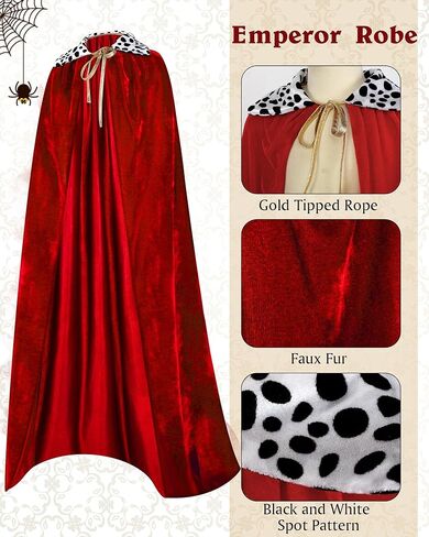 Cindeer 3 Pieces Men King Cape Costume Set Medieval King Robe Cape Gold Regal King Crown King Scepter for Carnival Mardi Gras Cosplay Halloween Dress Party in Kuwait