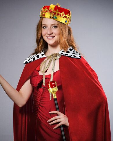 Cindeer 3 Pieces Men King Cape Costume Set Medieval King Robe Cape Gold Regal King Crown King Scepter for Carnival Mardi Gras Cosplay Halloween Dress Party in Kuwait