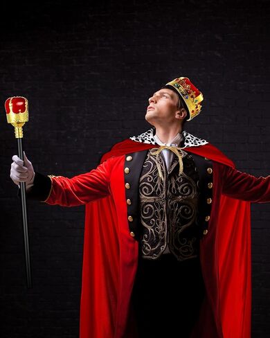 Cindeer 3 Pieces Men King Cape Costume Set Medieval King Robe Cape Gold Regal King Crown King Scepter for Carnival Mardi Gras Cosplay Halloween Dress Party in Kuwait