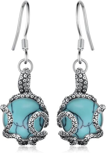 Octopus Earrings 925 Sterling Silver Moonstone Octopus Earrings Tentacle Jewelry Ocean Gift for Women Girl in Saudi Arabia