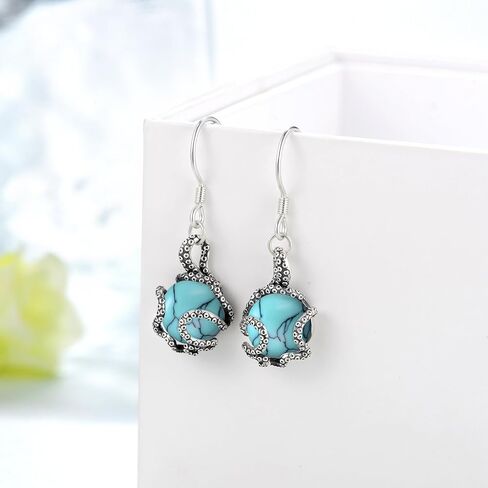 Octopus Earrings 925 Sterling Silver Moonstone Octopus Earrings Tentacle Jewelry Ocean Gift for Women Girl in Saudi Arabia