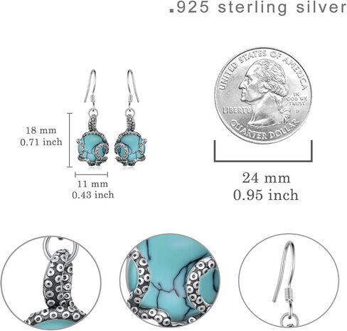 Octopus Earrings 925 Sterling Silver Moonstone Octopus Earrings Tentacle Jewelry Ocean Gift for Women Girl in Saudi Arabia