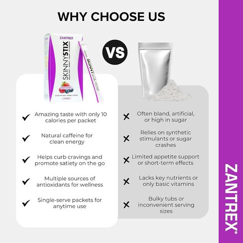 مسحوق الطاقة Zantrex SkinnyStix - زيادة الطاقة، وزيادة التركيز، وتعزيز المزاج - 10 سعرات حرارية - حبوب القهوة، يربا ماتي، كايين - 30 قطعة (عبوة من 1) بيري فيوجن in Saudi Arabia