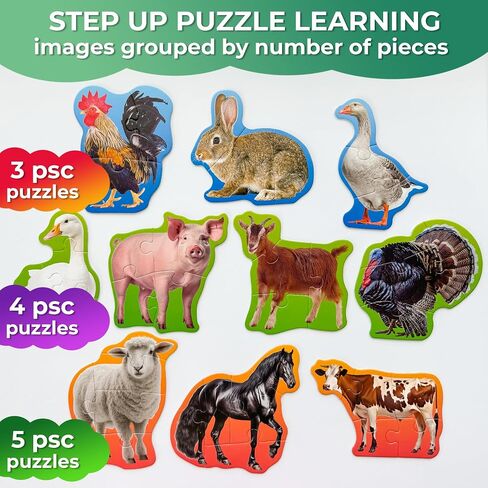 6XSET Wooden Puzzles for Toddlers 1-3 Year Old - 15x15 Inches Kids Puzzles Ages 2-4 by QUOKKA - Safari Montessori Toddler Toys - Motor Skills Games Gifts for Girls and Boys in Saudi Arabia