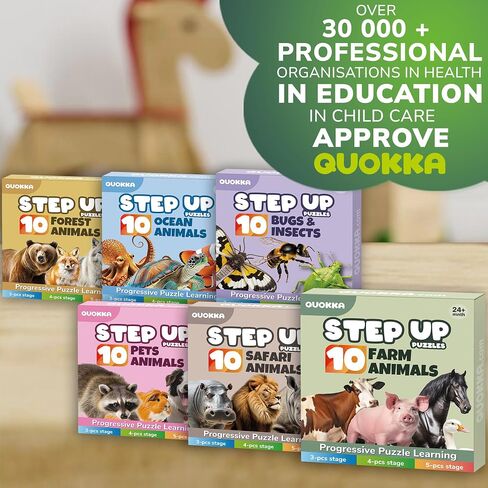 6XSET Wooden Puzzles for Toddlers 1-3 Year Old - 15x15 Inches Kids Puzzles Ages 2-4 by QUOKKA - Safari Montessori Toddler Toys - Motor Skills Games Gifts for Girls and Boys in Saudi Arabia