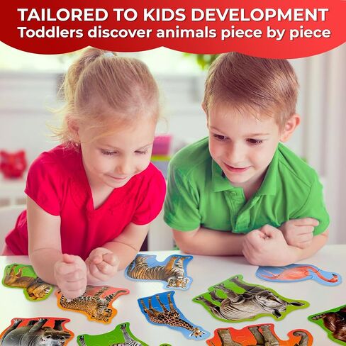 6XSET Wooden Puzzles for Toddlers 1-3 Year Old - 15x15 Inches Kids Puzzles Ages 2-4 by QUOKKA - Safari Montessori Toddler Toys - Motor Skills Games Gifts for Girls and Boys in Kuwait