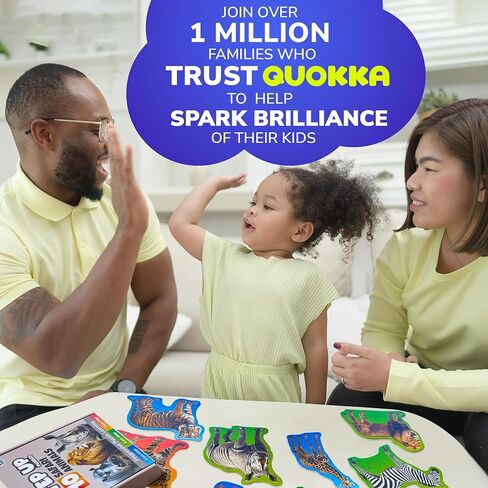 6XSET Wooden Puzzles for Toddlers 1-3 Year Old - 15x15 Inches Kids Puzzles Ages 2-4 by QUOKKA - Safari Montessori Toddler Toys - Motor Skills Games Gifts for Girls and Boys in Kuwait