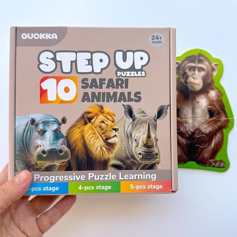 6XSET Wooden Puzzles for Toddlers 1-3 Year Old - 15x15 Inches Kids Puzzles Ages 2-4 by QUOKKA - Safari Montessori Toddler Toys - Motor Skills Games Gifts for Girls and Boys in Kuwait