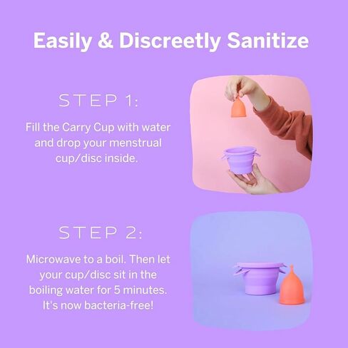 Public Restroom Menstrual Carry Cup 2.0 - Big Cleaner Container to Clean Your Period Cup Or Disc - Microwavable Friendly - Foldable for Travel - Sterilizer Wash Case Holder for Your Menstrual Cups in Saudi Arabia