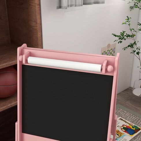 Qaba Art Easel for Kids with Paper Roll, 3 in 1 Toddler Painting Easel with Blackboard, Whiteboard, Storage Baskets, Green in Saudi Arabia
