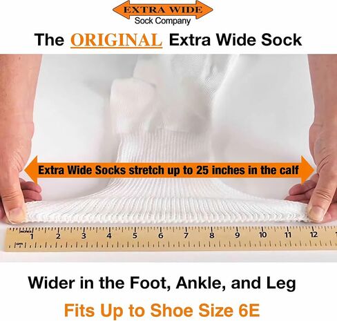 Extra Wide Medical Mid Calf Crew (Pack of 3), Diabetic Socks, Made in USA, for Men and Women (Large, White) in Saudi Arabia