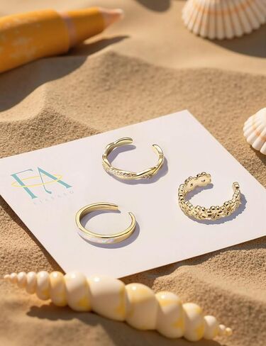 FIASASO 3Pcs 925 Sterling Silver Toe Rings for Women Adjustable 14K White Gold Plated Flower Twist Opal Band Rings Summer Beach Open Toe Rings Foot Jewelry Set in Kuwait