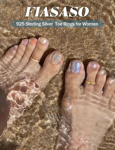 FIASASO 3Pcs 925 Sterling Silver Toe Rings for Women Adjustable 14K White Gold Plated Flower Twist Opal Band Rings Summer Beach Open Toe Rings Foot Jewelry Set in Kuwait