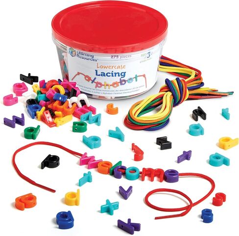 Learning Resources Uppercase Lacing Alphabet - 275 Pieces, Ages 3+, Preschool Learning Must Haves, Teacher and Home School Supplies, Alphabet String Letter for Kids, Back to School Supplies in Saudi Arabia