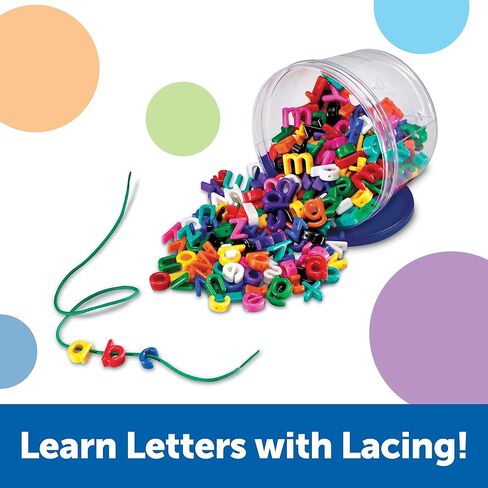 Learning Resources Uppercase Lacing Alphabet - 275 Pieces, Ages 3+, Preschool Learning Must Haves, Teacher and Home School Supplies, Alphabet String Letter for Kids, Back to School Supplies in Saudi Arabia