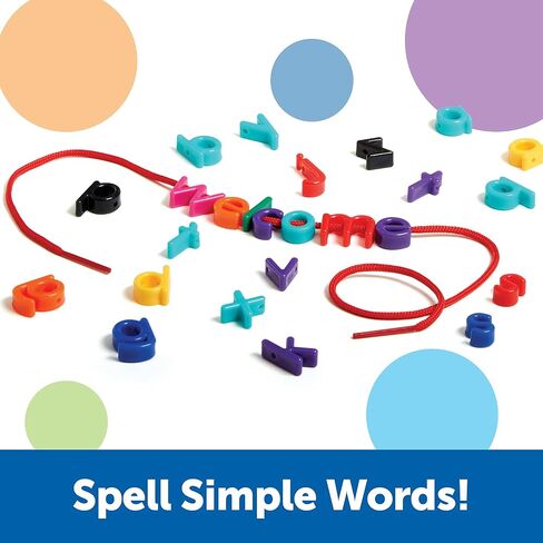 Learning Resources Uppercase Lacing Alphabet - 275 Pieces, Ages 3+, Preschool Learning Must Haves, Teacher and Home School Supplies, Alphabet String Letter for Kids, Back to School Supplies in Saudi Arabia