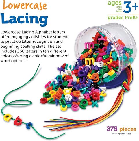 Learning Resources Uppercase Lacing Alphabet - 275 Pieces, Ages 3+, Preschool Learning Must Haves, Teacher and Home School Supplies, Alphabet String Letter for Kids, Back to School Supplies in Saudi Arabia
