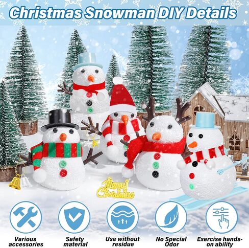 24 Pack Build a Snowman Kit, Christmas DIY Snowman Crafts for Kids Bulk, Snowman Kit Winter Decorations Indoor, Creative Kids Air Dry Clay Modeling Crafts Kit for Christmas Kids Gifts Favor Supplies in Kuwait