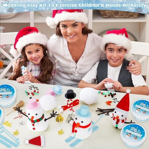 24 Pack Build a Snowman Kit, Christmas DIY Snowman Crafts for Kids Bulk, Snowman Kit Winter Decorations Indoor, Creative Kids Air Dry Clay Modeling Crafts Kit for Christmas Kids Gifts Favor Supplies in Kuwait