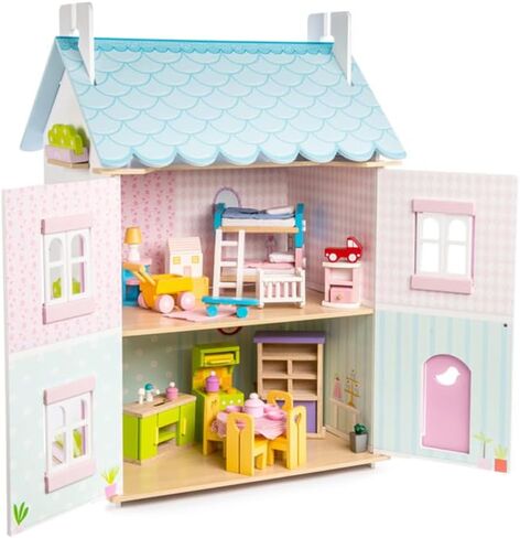Le Toy Van - مجموعة لعب بيت الدمية الخشبية الرائعة المكونة من 4 طوابق في قاعة شجرة الكرز الرائعة للفتيات أو الأولاد | رائعة كهدية | مناسبة للأعمار من 3 سنوات فما فوق in Saudi Arabia