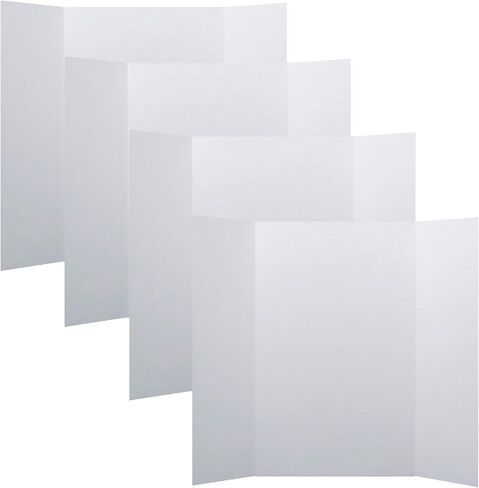 Flipside Products 36"x48" White Project Presentation Boards – 4 Pack White Boards, for Science Fair, School Projects, Event Displays – Made in USA in Saudi Arabia