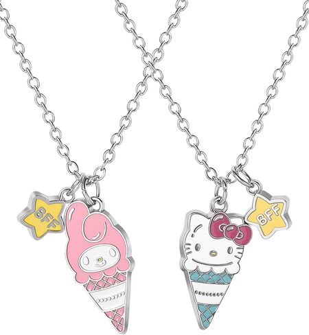 Hello Kitty Sanrio and Friends Girls BFF Necklace Set - 16"+3" BFF Friendship Necklaces Officially Licensed in Saudi Arabia