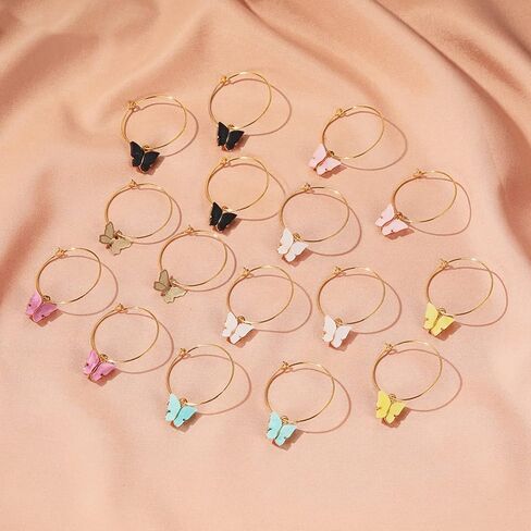 180 قطعة من خواتم النبيذ المطلية بالزجاج، حلقات طارة الديكور، حلقات الأذن النبيذ لصنع المجوهرات، الفن الحرفي DIY in Kuwait