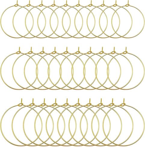 180Pcs Plated Wine Glass Hoop Rings,Beading Hoop Rings Ear Wines Earring Hoops for Jewelry Making Craft Art DIY in Kuwait