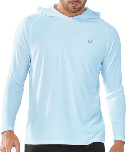 NORTHYARD Men's UPF 50+ Shirts UV Rash Guard Long Sleeve Sun Protection Swim Hoodie Shirt Lightweight for Hiking Running SkyBlue L in Saudi Arabia