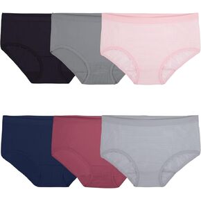 Fruit of The Loom Women's No Show Seamless Underwear, Amazing Stretch & No Panty Lines, Available in Plus Size, Nylon-Low Rise Brief-6 Pack-Colors May Vary, 8 in Kuwait