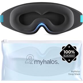 100% Blackout Sleeping Mask for Women & Men- Eye Mask for Sleeping - Blackout 3D Sleep Mask for Men -Zero Eye Pressure Sleep Masks for Women -Halo Blindfold Sleep Eye Mask Includes a Free Travel Pouch