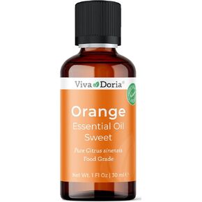 Viva Doria 100% Pure Sweet Orange Essential Oil, Undiluted, Food Grade, USA Orange Oil, 30 mL (1 Fl Oz)