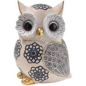 Owl Decor for Home Small Owl Statue Owl Figurines for Shelf Bookshelf Bedroom Office Decorations Cute White Adorable Gifts for Owl Lovers