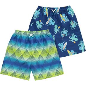 BCOOL 2 or 3-Pack Boys Swim Trunks, Kids Quick Dry Swimming Shorts with Liner - Solid/Printed Swimwear in Saudi Arabia