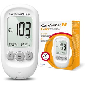 مجموعة مراقبة جلوكوز الدم من CareSens N Feliz مع 100 شريط اختبار سكر الدم، 100 مشرط، 1 جهاز قياس جلوكوز الدم، 1 جهاز وخز، 1 محلول تحكم، حقيبة سفر لمجموعة أدوات اختبار مرض السكري in Kuwait