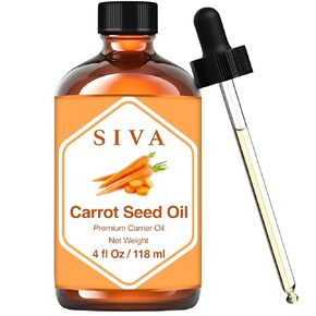 Siva Carrot Seed Carrier Oil 4 Fl Oz with Premium Glass Dropper -100% Pure, Natural, Unrefined, Cold Pressed & Premium Therapeutic Grade, Great for Aromatherapy, Skin, Hair & Nail Care