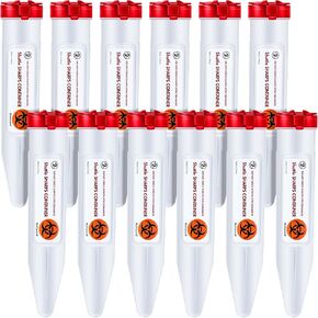 24 Pieces Travel Sharps Container Disposal Transportable Sharps with Locking Mechanism Needle Disposal Containers Small Sharps Container Single Use Transportable Container, 6.5 x 1.38 Inches in Saudi Arabia