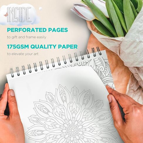 ColorIt Mandalas to Color Volume IV Coloring Book for Adults Relaxation, 50 Single-Sided Designs, Thick Smooth Paper, Spiral Binding, USA Printed, Lay Flat Hardback Book Covers, Ink Blotter Paper in Kuwait