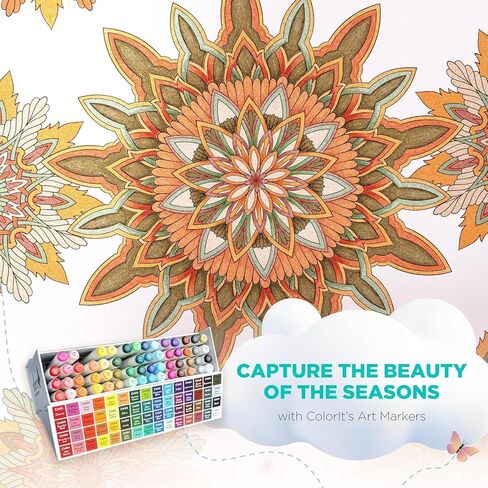 ColorIt Mandalas to Color Volume IV Coloring Book for Adults Relaxation, 50 Single-Sided Designs, Thick Smooth Paper, Spiral Binding, USA Printed, Lay Flat Hardback Book Covers, Ink Blotter Paper in Kuwait