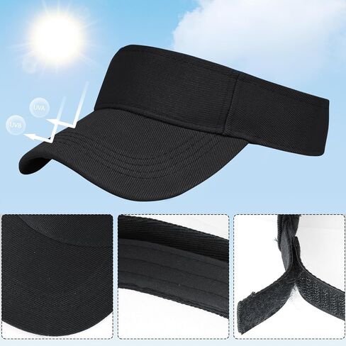 Marrywindix 1 Piece of Black Sport Wear Athletic Visor Sun Sports Visor Hat Visor Adjustable Cap for Women and Men (One Size) in Kuwait