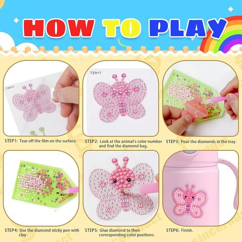 sinceroduct 84Pcs Diamond Painting Stickers Kits for Kids, Mosaic Sticker Art Kits, DIY 5D Gem Sticker Gem Art and Craft Kits for Girls Boys Kids and Adult Beginner in Kuwait