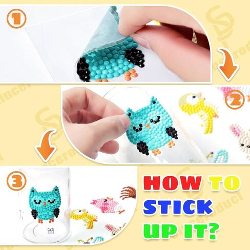 sinceroduct 84Pcs Diamond Painting Stickers Kits for Kids, Mosaic Sticker Art Kits, DIY 5D Gem Sticker Gem Art and Craft Kits for Girls Boys Kids and Adult Beginner in Kuwait