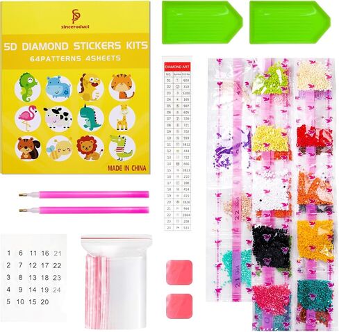 sinceroduct 84Pcs Diamond Painting Stickers Kits for Kids, Mosaic Sticker Art Kits, DIY 5D Gem Sticker Gem Art and Craft Kits for Girls Boys Kids and Adult Beginner in Kuwait