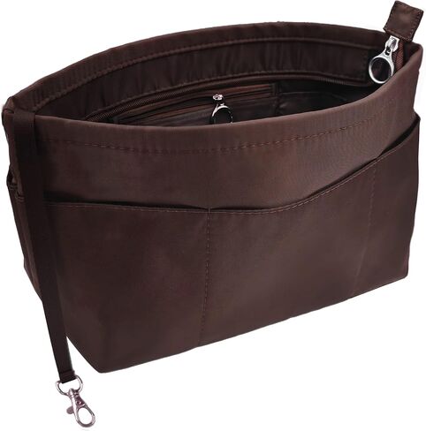 Time Wing Purse Organizer Insert Tote Handbag Organizer Pocketbook Divider Bag in Bag Shaper Liner Multi Pockets Compartments Zippers Key Chain Medium Beige in Kuwait