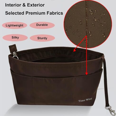 Time Wing Purse Organizer Insert Tote Handbag Organizer Pocketbook Divider Bag in Bag Shaper Liner Multi Pockets Compartments Zippers Key Chain Medium Beige in Kuwait